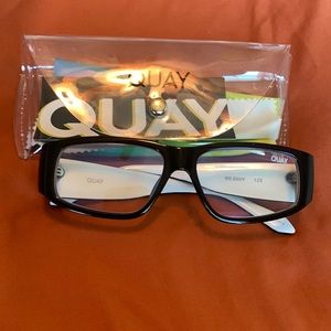 Quay Australia Blue Light 125 NO ENVY- BLACK WHITE / CLEAR Glasses RARELY WORN